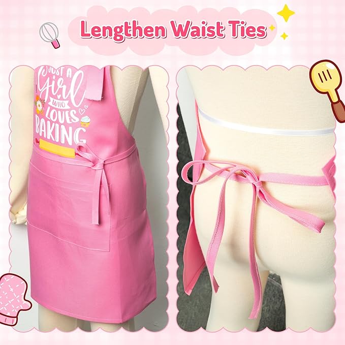 R HORSE 2Pcs Adults Kids Matching Apron Set Mommy and Me Adjustable Kitchen Apron with 2 Pockets Parent and Child Matching Gift for Mother's Day Women Kid Cooking Baking Painting Training