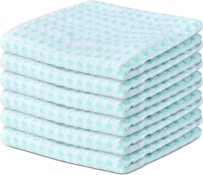 Vintage Vista 100% Cotton Dish Cloths (Pack of 6) - Dish Rags for Washing Dishes - Reusable & Highly Absorbent Kitchen Towels - Kitchen Rags fo Easter - (12" x 12" - Lemon Green Honeycomb)