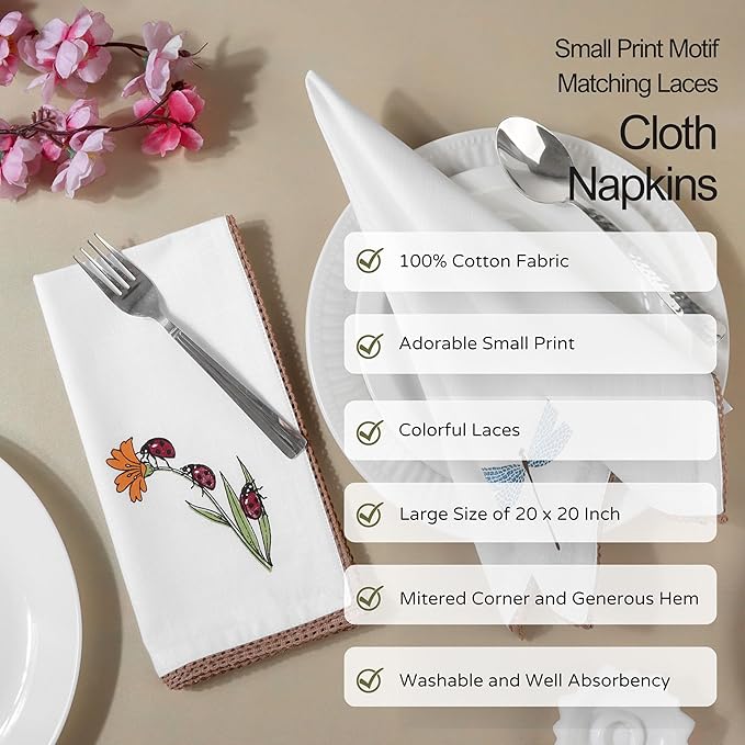 FINGERCRAFT Cloth Napkins, Set of 12 Cotton Linen Blend Printed Dinner Napkins Cloth Mitered Corner Perfect for Parties Dinners Weddings Cocktail Christmas Easter 20x20 Multi Animal Print
