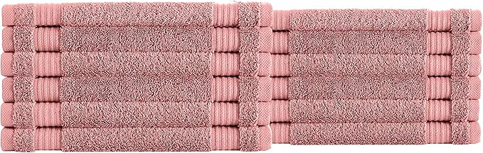 Classic Turkish Towels CTT - Premium Washcloths 12 Pack Set, 100% Turkish Cotton, Highly Absorbent & Quick Dry, Face Towels Wash Cloths for Hotel, Spa & Gym | 12"x12" (Coral)
