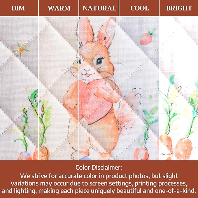 Maison d' Hermine Pot Holders 100% Cotton Heat Resistant Potholders 8" x 8" Hot Pads with Loop BBQ Cooking Baking Gifts for Mothers Day Handling Hot Pans Spring/Summer (Pack of 1, Bunny Party)
