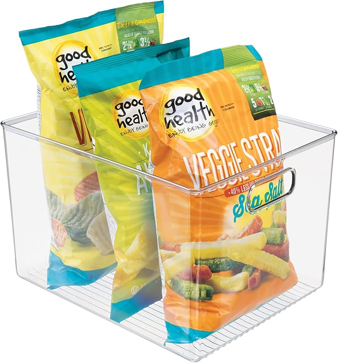 Linus Multi-Purpose Storage Bin with Handles for Kitchen, Pantry, Cabinet, Nursery, Crafts - 12" x 10" x 8", Clear