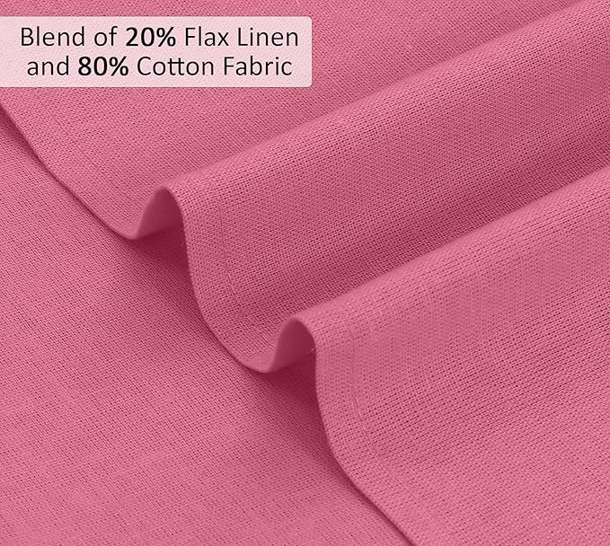 Ruvanti Linen Napkins Set of 12, 18x18 Cloth Napkins, Cotton Linen Blend Napkins Cloth Washable, Soft, Reusable Dinner Napkins for Wedding, Parties, Christmas, Thanksgiving, Everyday Use - Pink