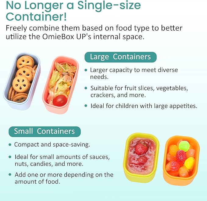 Dip Containers for OmieBox UP bento Box, 4 Pack Leakproof Salad Dressing Container To Go, Condiment Containers with Lids - Food Safe Silicone - 4.5 & 9 ounces