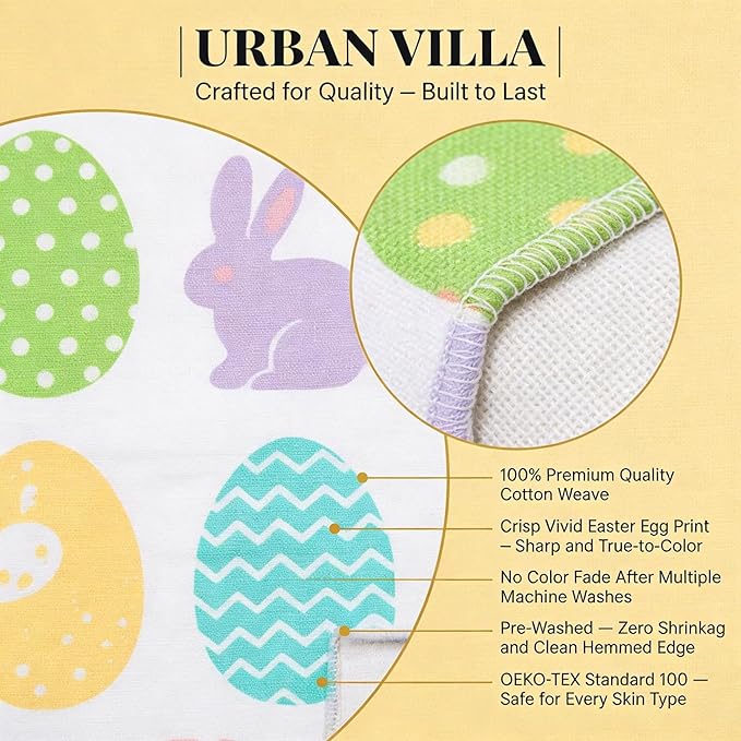 Urban Villa Kitchen Towels Set of 6 Dish Towels for Kitchen 100% Cotton Easter Print Kitchen Towels Mitered Corners Oversized 20X30 Inches Kitchen Towels Highly Absorbent Kitchen Hand Tea Towels