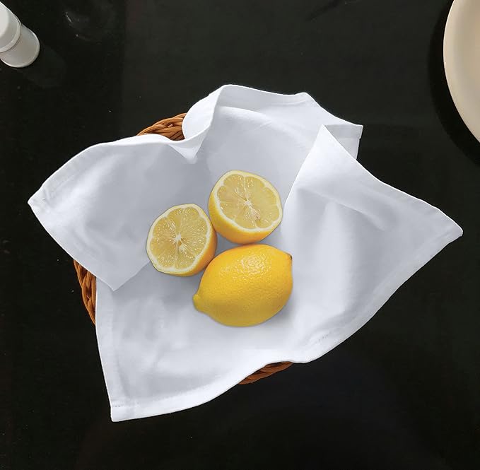 RUVANTI Flour Sack Towels 24 Pack 28x28 Inch, 100% Cotton Tea Towel, Reusable, Machine Washable, Absorbent BarTowels - Dish Cloth Perfect for Drying Dishes & Cleaning - White