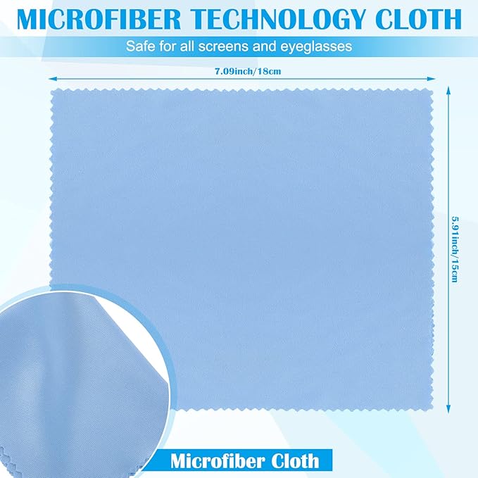 Fabbay 200 Pcs Microfiber Cleaning Cloths for Glasses, 7 x 6 Inch Screen Microfiber Cloths, Lens Wipes for Eyeglasses Smart Phones Laptops Tablets Lens LCD Camera TV Screens (Red, Yellow, Green, Blue)