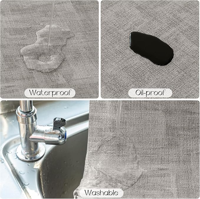 Romanstile Vinyl Placemats Set of 4-12x17 Inch, Reversible Waterproof Washable Non Slip Table Mats, Heat Resistant Wipeable Table Placemats for Dining/Party/Indoor/Outdoor, Light Grey-Navy Blue