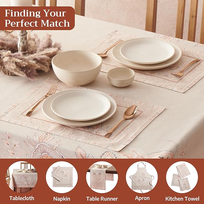 Maison d' Hermine Placemats 100% Combed Cotton Premium Set of 4 Dinner Placemat, Decorative Washable Cloth Placemat, Dining, Buffet Parties & Camping - Society Florals (13"x19")
