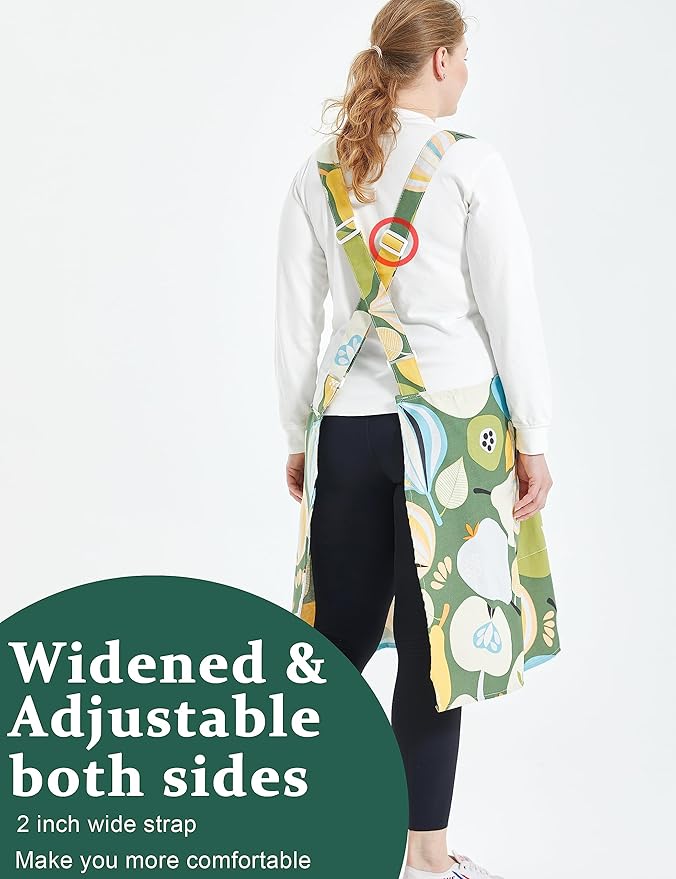 Big Plus Size Aprons for Women with Pockets Cotton Linen Baking Kitchen Cooking