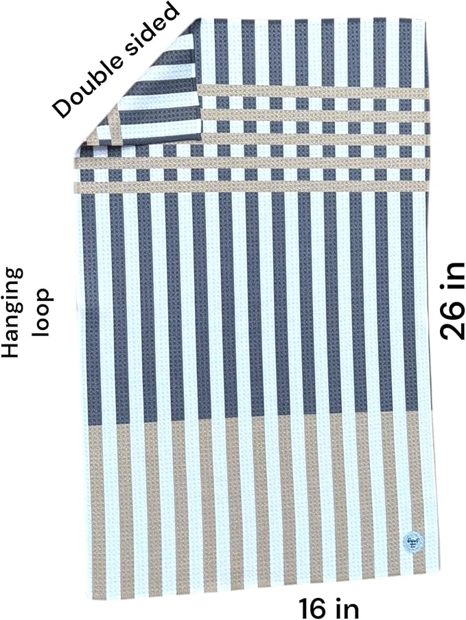 || 3 Pack Double Sided || Kitchen Towels || Dish Towels || Highly Absorbent || Hanging Loop || Dish Cloths || Modern || Designer Prints (Tan/Gray)