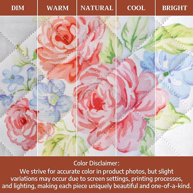 Maison d' Hermine Pot Holders 100% Cotton Heat Resistant Potholders 8" x 8" Hot Pads with Loop BBQ Cooking Baking Gifts for Mothers Day Handling Hot Pans Spring/Summer (Pack of 1, Vintage Floral)