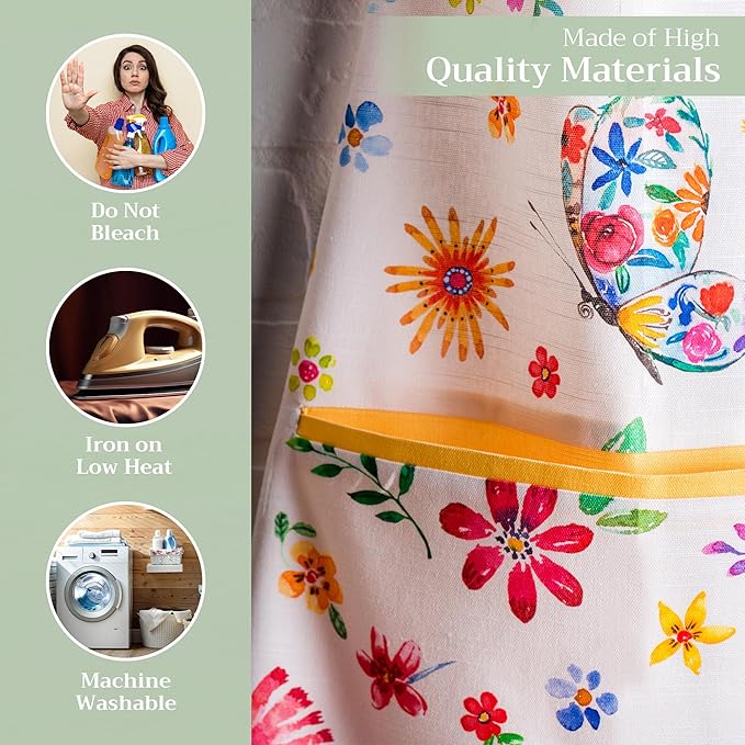 Maison d' Hermine 100% Cotton Apron for women with Pocket Kitchen Chef Apron for Men Cooking Mothers Day Gifts