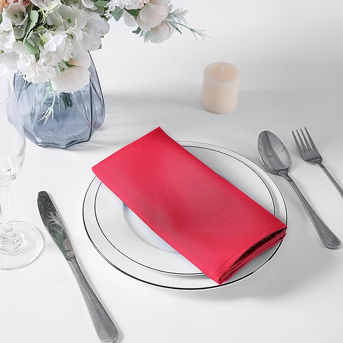 Bailarina Cloth Napkins Set of 40,17x17 inches Dinner Napkins Cloth Washable,Polyester Square Table Cloth Napkin Bulk with Hemmed Edges Ideal for Banquets, Parties and Weddings-Red