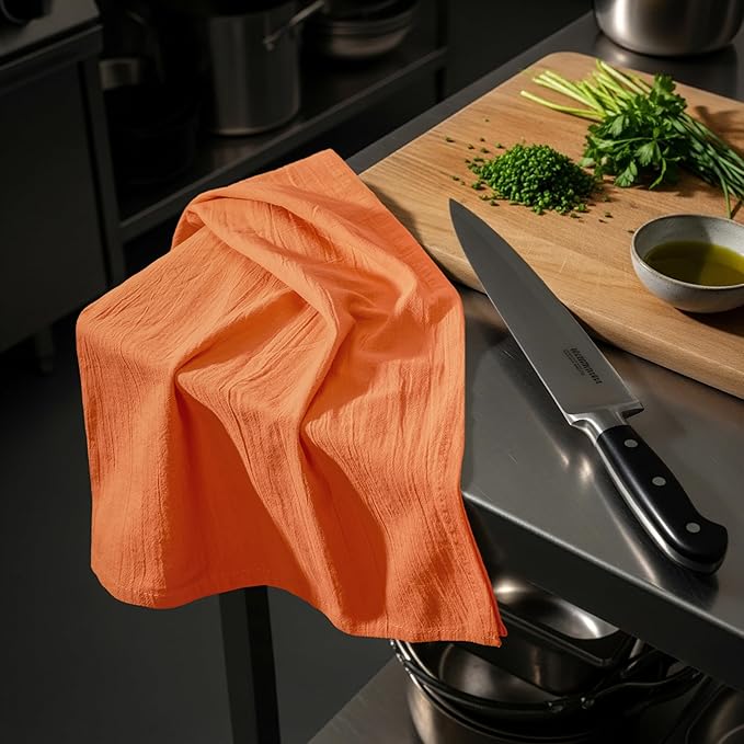 Utopia Kitchen Orange Flour Sack Towels [12 Pack - 28 x 28 Inch] 100% Cotton Tea Towels for Cleaning & Drying - Highly Absorbent Kitchen Dish Cloth