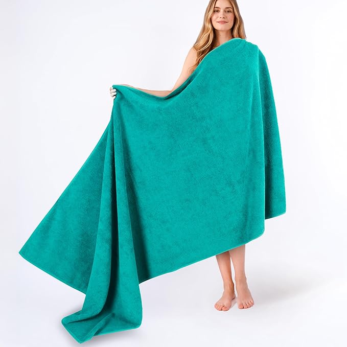 American Soft Linen 100% Cotton 600 GSM Turkish 40x80 Oversized Bath Towel Sheet, Extra Large Adult Towels for Bathroom, Turquoise Bath Sheet