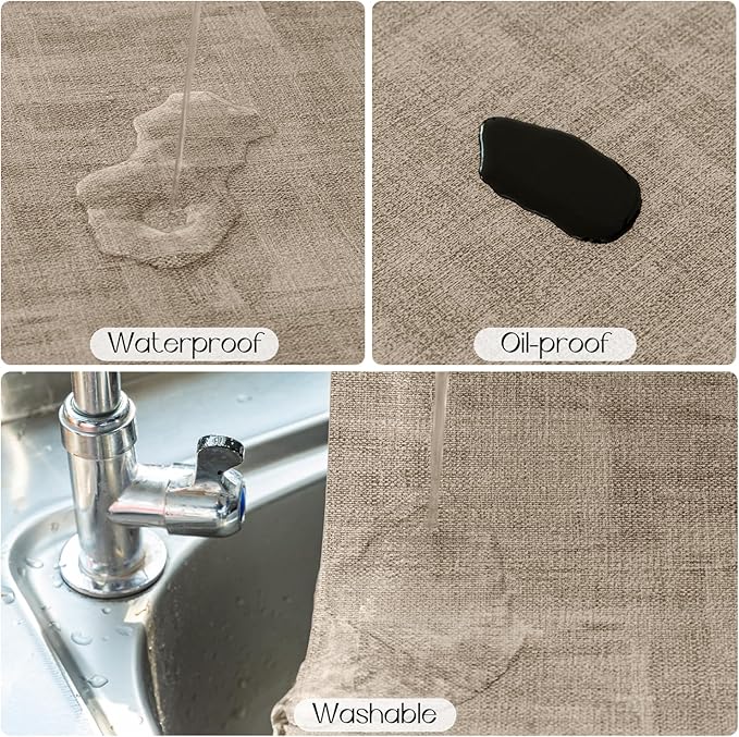 Romanstile Vinyl Placemats Set of 8-12x17 Inch, Reversible Waterproof Washable Non Slip Table Mats, Faux Leather Heat Resistant Wipeable Table Placemats for Dining/Party/Indoor/Outdoor, Grey-Khaki