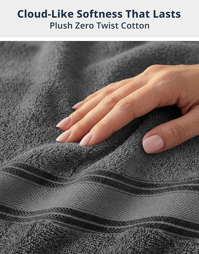LANE LINEN 18-Pack Premium Towels for Bathroom – 100% Cotton Towel Set, Zero Twist, 6 Bath, 6 Hand & 6 Washcloths,Gentle on Body, Highly Absorbent, Remains Soft After Wash, Hotel & Spa Quality – Grey