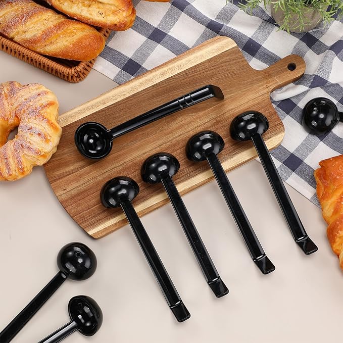 Tioncy 10 Pcs 1 oz Small Ladle 7.1 Inches Mini Ladle for Serving Sauce, Soup, Dressing, Punch Bowl, Gravy, Cocktail, Fruit Juices Reusable Plastic Long Handle Spoon for Party Banquets Catering(Black)