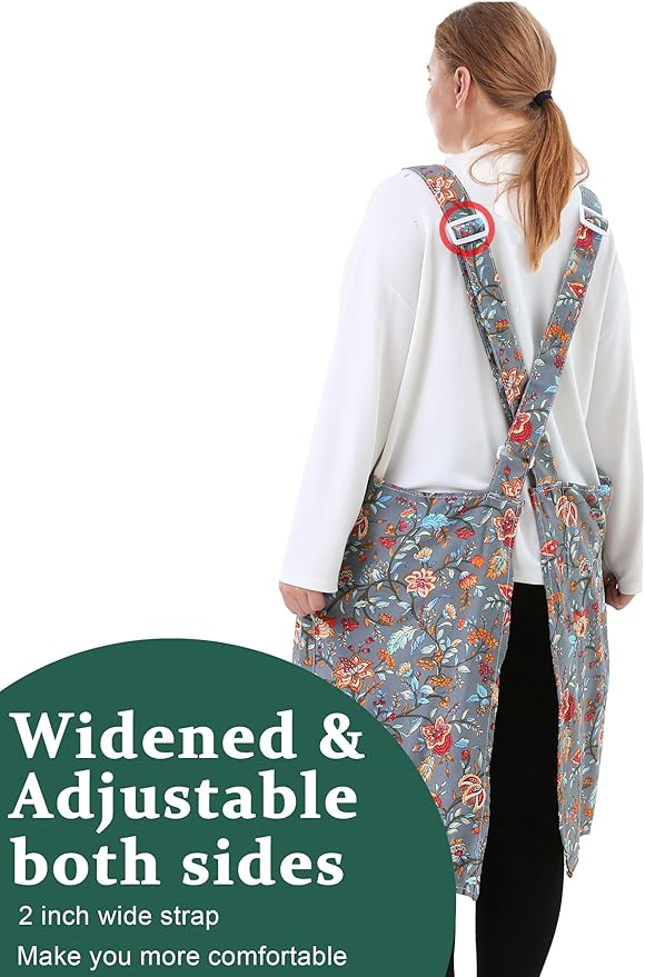 Big Plus Size Aprons for Women with Pockets Cotton Linen Baking Kitchen Cooking