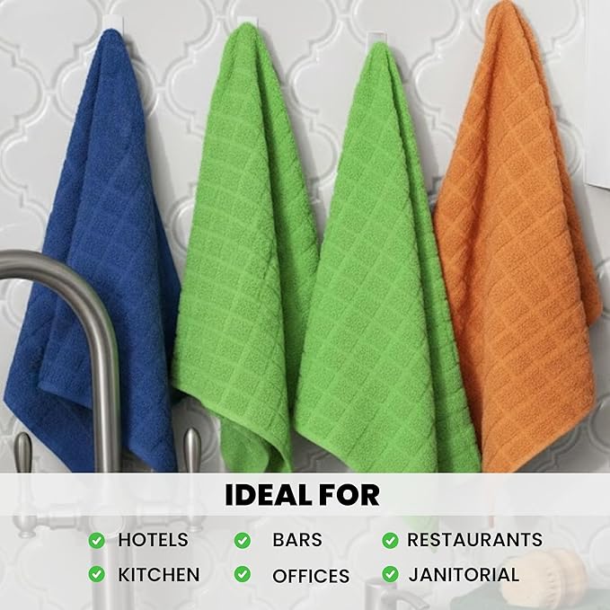 Kitchen Towels Set of 12 (15x25 Inch) – Cotton Dish Towels, Super Absorbent & Soft Kitchen Hand Towel, Dish Towels, Tea Towels & Bar Towels for Kitchen Drying & Cleaning