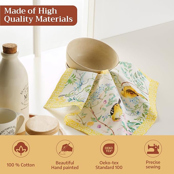 Maison d' Hermine Cloth Napkins Set of 4 100% Cotton Everyday Reusable Square Napkins Cloth Washable Dinner Party Wedding Restaurant Gifts for Mothers Day Spring/Summer (Sitelle, 18" x 18")