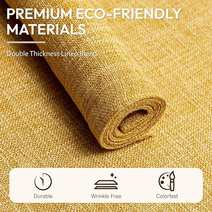 Blue Forest Placemats Set of 4, Dual-Layered Thickened Faux Linen Cloth Place Mats Heat Resistant Machine Washable Wrinkle Free Table Mats Indoor/Outdoor (Yellow)