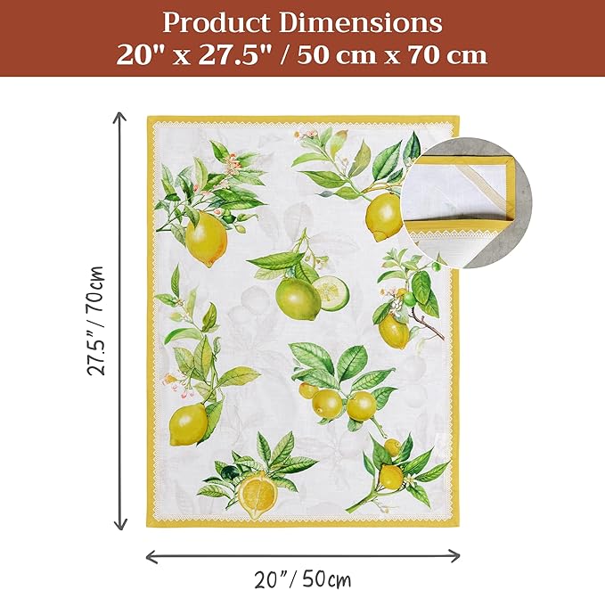 Maison d' Hermine Kitchen Towels Set of 3 100% Cotton 27.50" x 20" Reusable Cloth Tea Dish Towels Absorbent with Hanging Loop for Kitchen Gifts for Mothers Day Spring/Summer (Limoncello)
