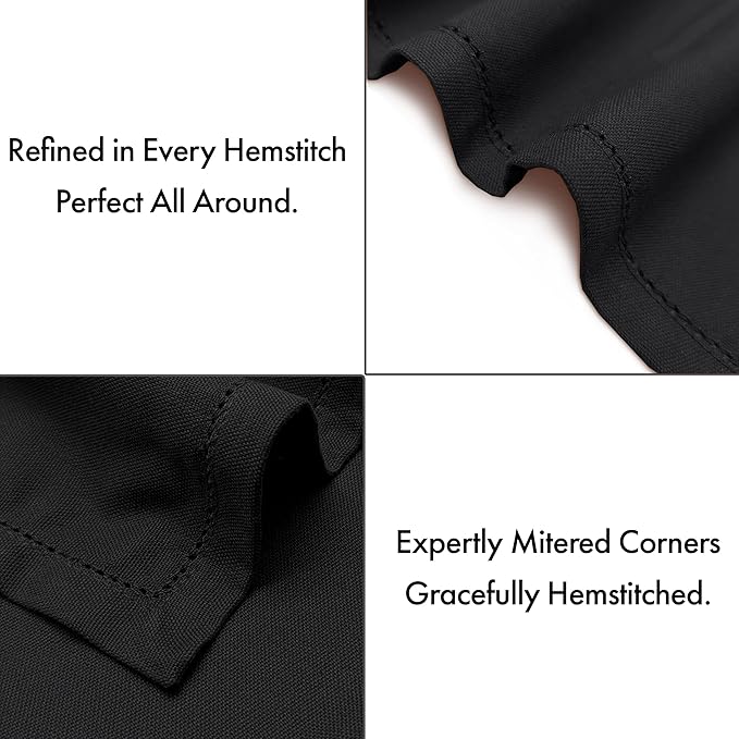 Ruvanti Cloth Napkins Set of 12, 100% Cotton High GSM 18x18 Inches, Hem Stitched Corners, Soft, Washable, Durable & Absorbent, Perfect for Parties, Christmas, Thanksgiving Dinners – Black Beauty