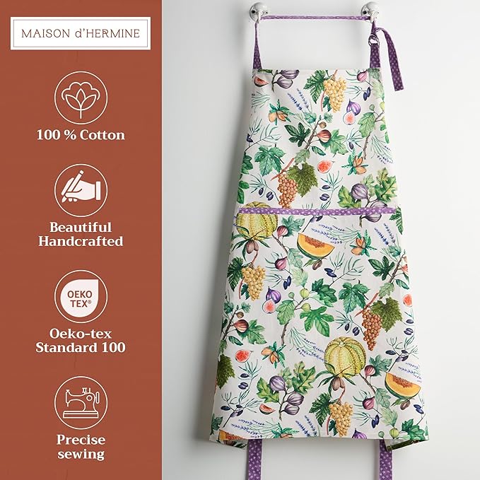 Maison d' Hermine 100% Cotton Apron for women with Pocket Kitchen Chef Apron for Men Cooking Mothers Day Gifts
