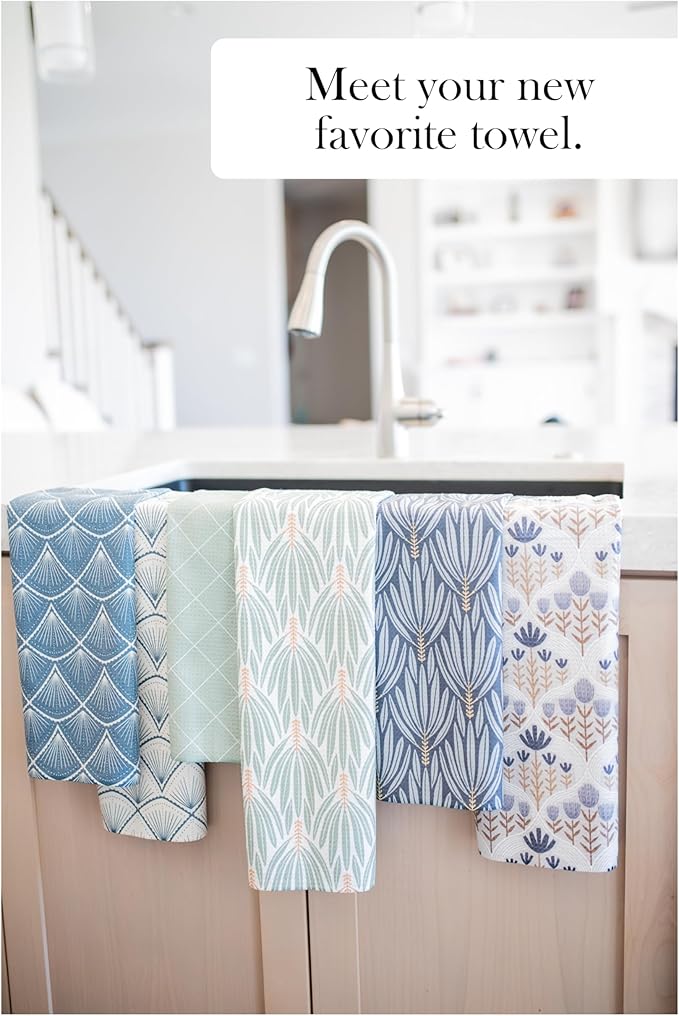 Premium Kitchen Tea Towel | Microfiber Waffle Weave | Quick Dry | Super Absorbent | Double-Sided Designer Prints | 2 Pack