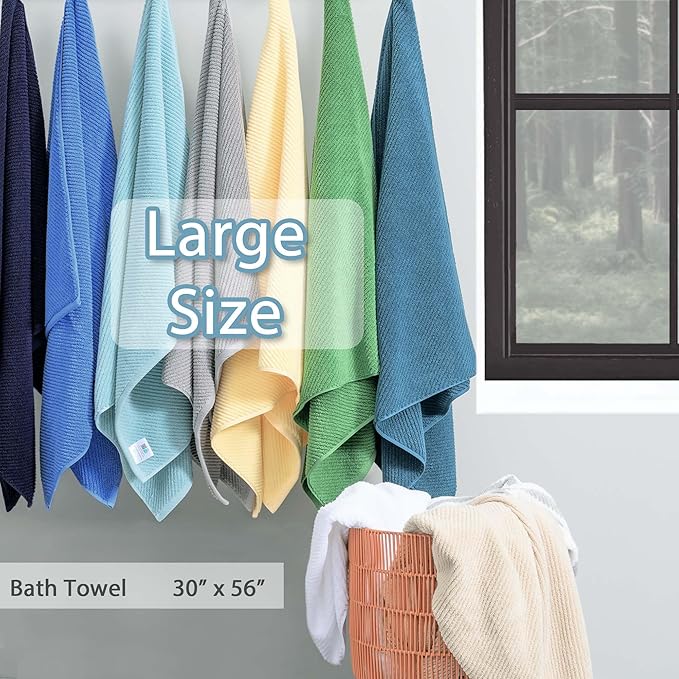 VOOVA & MOVAS Hunter Green Bath Towels, Bath Towels Set of 4, Large 30"x56" - 100% Cotton | Quick Dry | Thick | Soft | Absorbent, Light Weight Bath Towels, Luxury Towel Gift Set