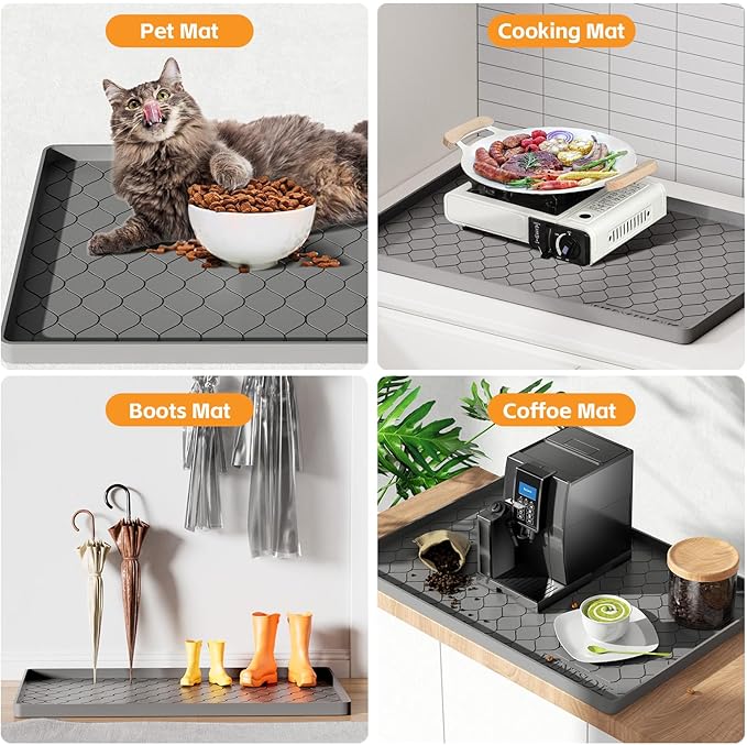 Winisok Silicone Under Sink Mat 22" x 22", kitchen Essentials and Gadgets, Shelf liner and Cabinet Protector, Home Organizers and Storage, Waterproof Bathroom Tray