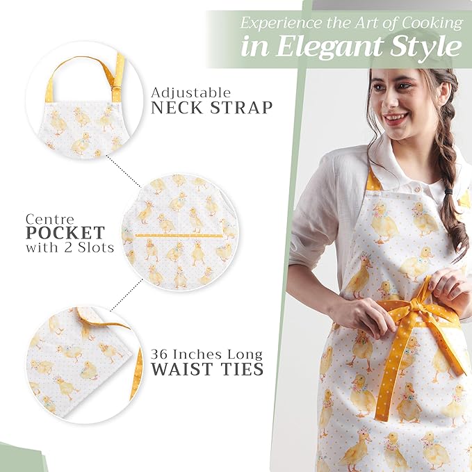 Maison d' Hermine 100% Cotton Apron for women with Pocket Kitchen Chef Apron for Men Cooking Mothers Day Gifts
