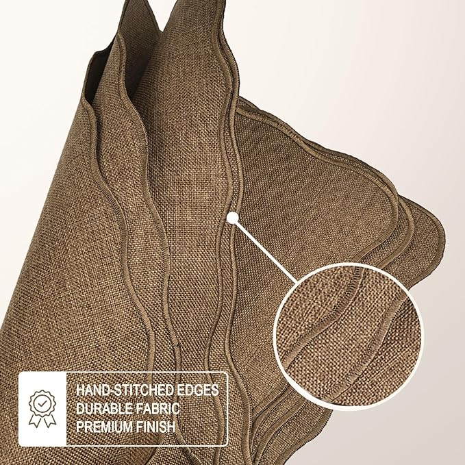 AHHFSMEI Faux Linen Placemats Set of 6 Heat Resistant Non-Slip Stain Proof Table Mats for Kitchen Dining Elegant Decor Place Mats (Brown)