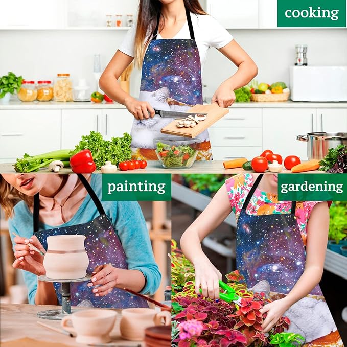 RosieLily Cat Apron for Women & Men - Funny Kitchen Apron for Cooking, Gardening, Grilling & BBQ - Cat Gifts, Baking Gifts, Galaxy Space