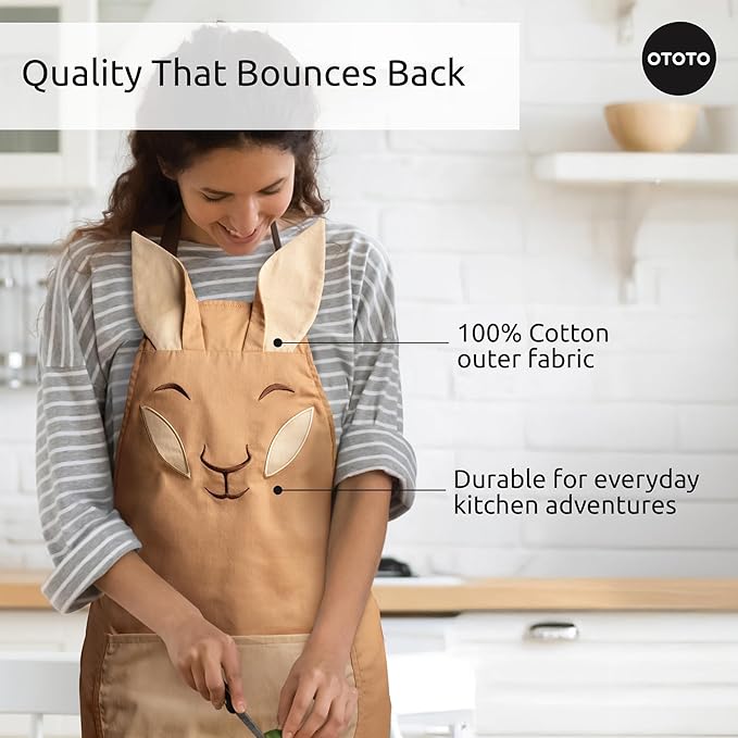 OTOTO Aproo Cooking Apron – Cute Kitchen Apron with Pockets, Funny and Giftable Kitchen Accessories, Kangaroo Design - Kitchen GIfts, Funny Gifts, White Elephant Gifts (Brown Aproo Only)