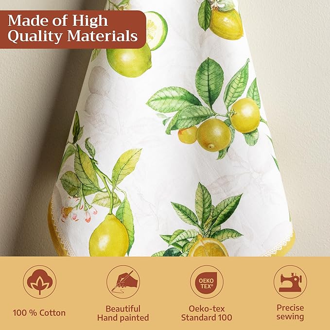 Maison d' Hermine Kitchen Towels Set of 3 100% Cotton 27.50" x 20" Reusable Cloth Tea Dish Towels Absorbent with Hanging Loop for Kitchen Gifts for Mothers Day Spring/Summer (Limoncello)