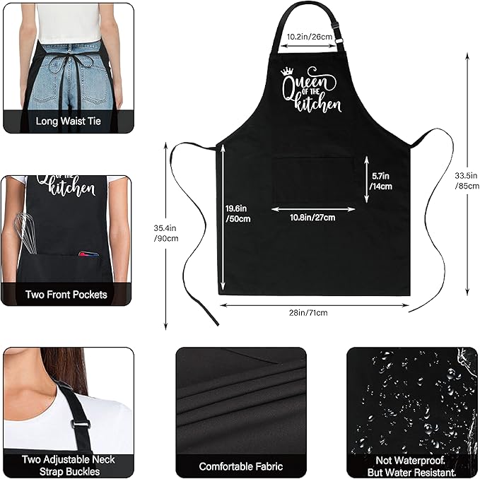 Xornis 100% Cotton Funny Apron with 2 Pockets for Men Women BBQ Grilling Adjustable Bib Black Aprons Gifts Cooking Kitchen
