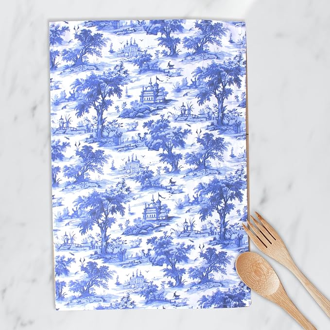 Urban Villa Kitchen Towels Set of 6 French Toile Kitchen Towels 20X30 Inches 100% Cotton Highly Absorbent Kitchen Towels Premium Quality Ultra Soft Mitered Corners KitchenTowels