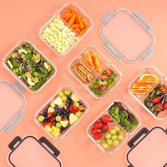 JoyJolt Glass Food Storage Containers with Lids. 5 Pack Glass Meal Prep Containers Reusable 35oz Single Compartment Airtight Container Set. Lunch Containers for Adults and Kitchen Storage Containers