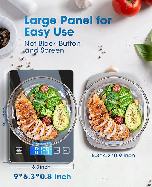 Nicewell Food Scale Digital Weight Grams and oz, 22lb Kitchen Scale for Cooking Baking, 1g/0.1oz Precise Graduation, Sleek Tempered Glass Platform