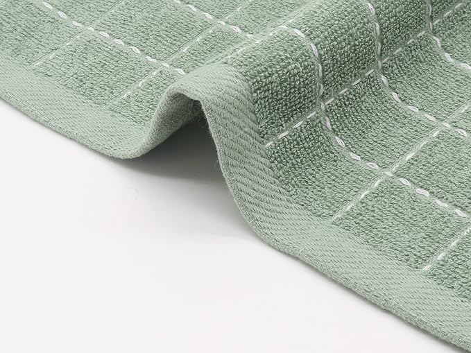 Cotton Terry Dish Cloths, Absorbent Dish Towels for Kitchen Drying, Soft Wash Cloths Multipurpose Dish Rags for Washing Dishes, 12 x 12 Inches, Set of 6 (Light Green)