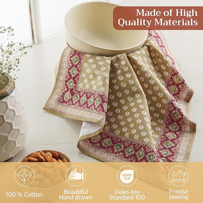 Maison d' Hermine Cloth Napkins Set of 4 100% Cotton Everyday Reusable Square Napkins Cloth Washable Dinner Party Wedding Restaurant Gifts for Mothers Day Spring/Summer (Manosque, 18" x 18")