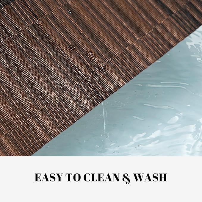 Placemats Set of 4 Vinyl/Plastic Woven Place Mats for Kitchen Table Indoor/Outdoor Washable Placemat Wipeable Dining Table Mats (Ombre Brown Black,4)