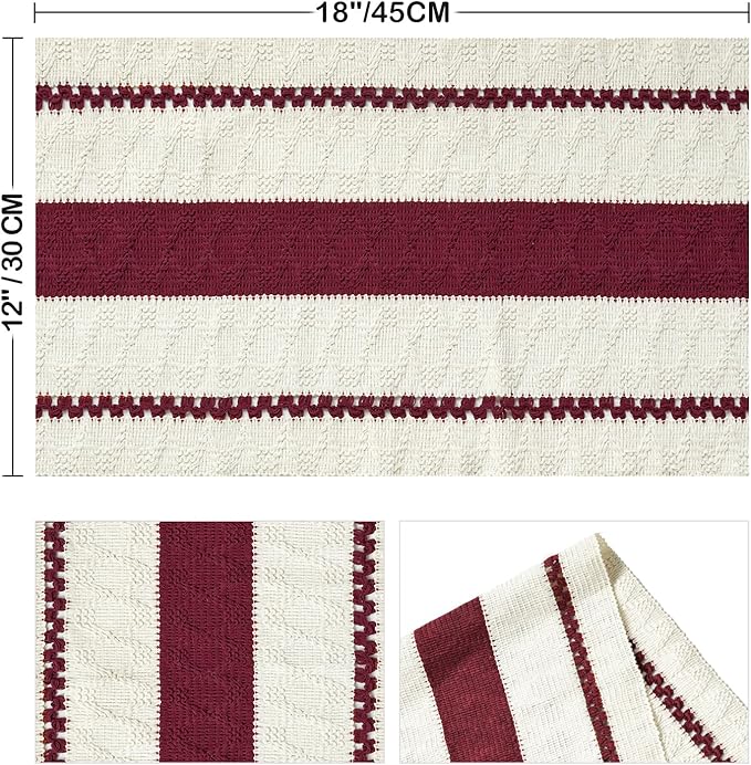 Artoid Mode Red Farmhouse Woven Rustic Placemats Set of 4,12x18 Inch Seasonal Holiday Hollow Table Mats Party Kitchen Dining Decoration