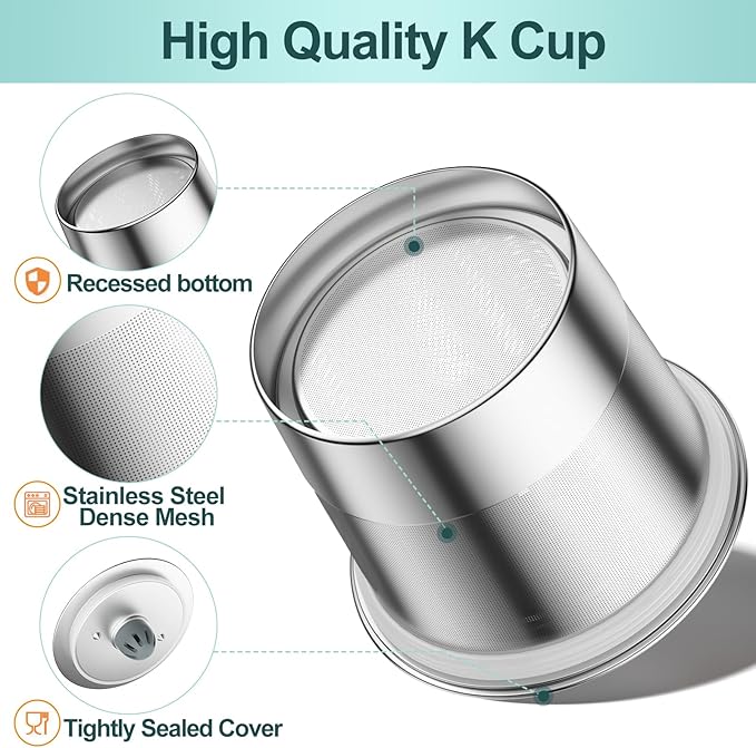 RETHONE K Cup Reusable Coffee Pods, Stainless Steel Reusable K Cups Compatible with Keurig 1.0 & 2.0 Coffee Machines Brewers Refillable K Cups (2 Pack)