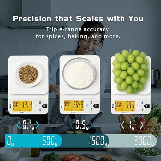 Polit Brewly Coffee Scale with Timer — 0.1g/0.5g/1g Triple-Range Precision Espresso & Pour-Over Scale, USB-C/Battery Powered, Milk/Water ml Modes, Ultra-Slim Travel Coffee Scale Home & Café Brewing