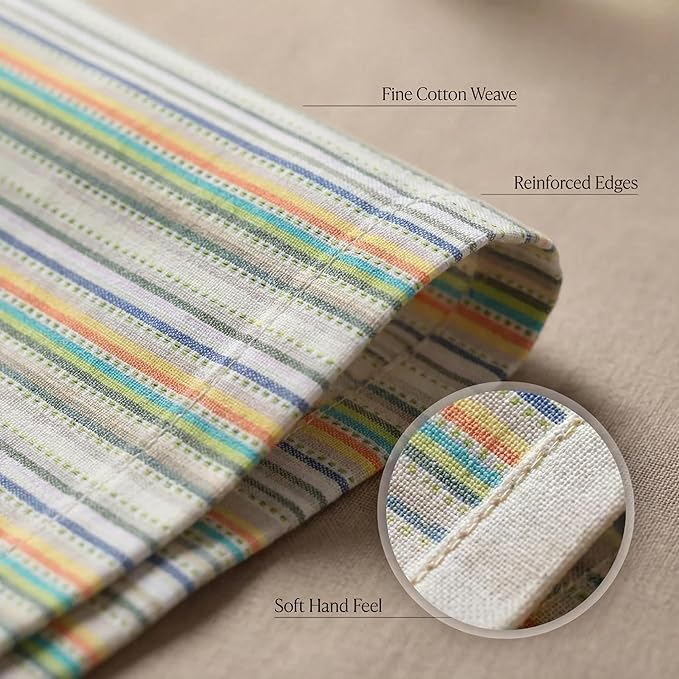 Urban Villa Cloth Napkins Set of 12 20x20 Inches 100% Cotton Napkins Cloth Washable Durable Reusable Absorbent Table Dinner Napkins Cloth for Hotel Lunch Restaurant Weddings Parties – Beige Stripes