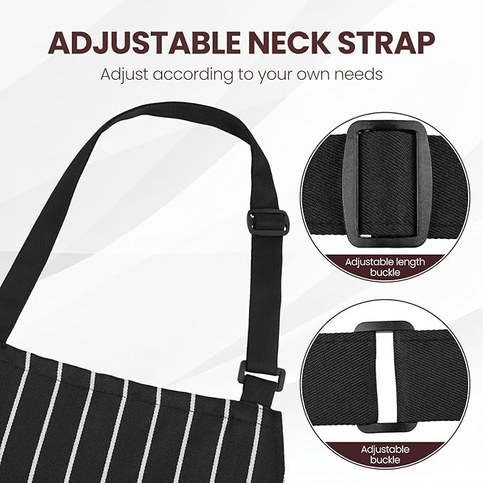 Serrenf 2 Pack Apron, Cooking Kitchen Aprons, Adjustable Bib Apron with 2 Pockets for Men Women Chef Apron